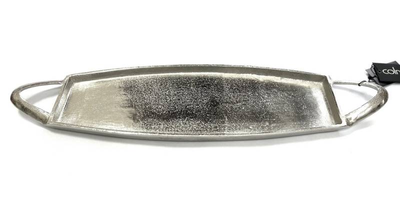 colmore Dekoschale Schale Teller Deko Flach Silber Länglich mit Griff 60 cm von colmore