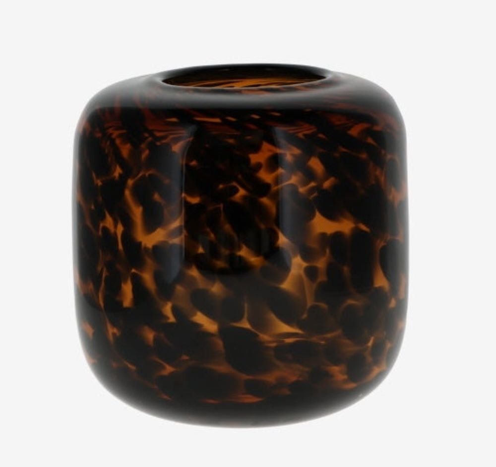 colmore Dekovase Glas Tisch Vase Braun Leoparden Print Rund 21 cm, Leoparden Print von colmore