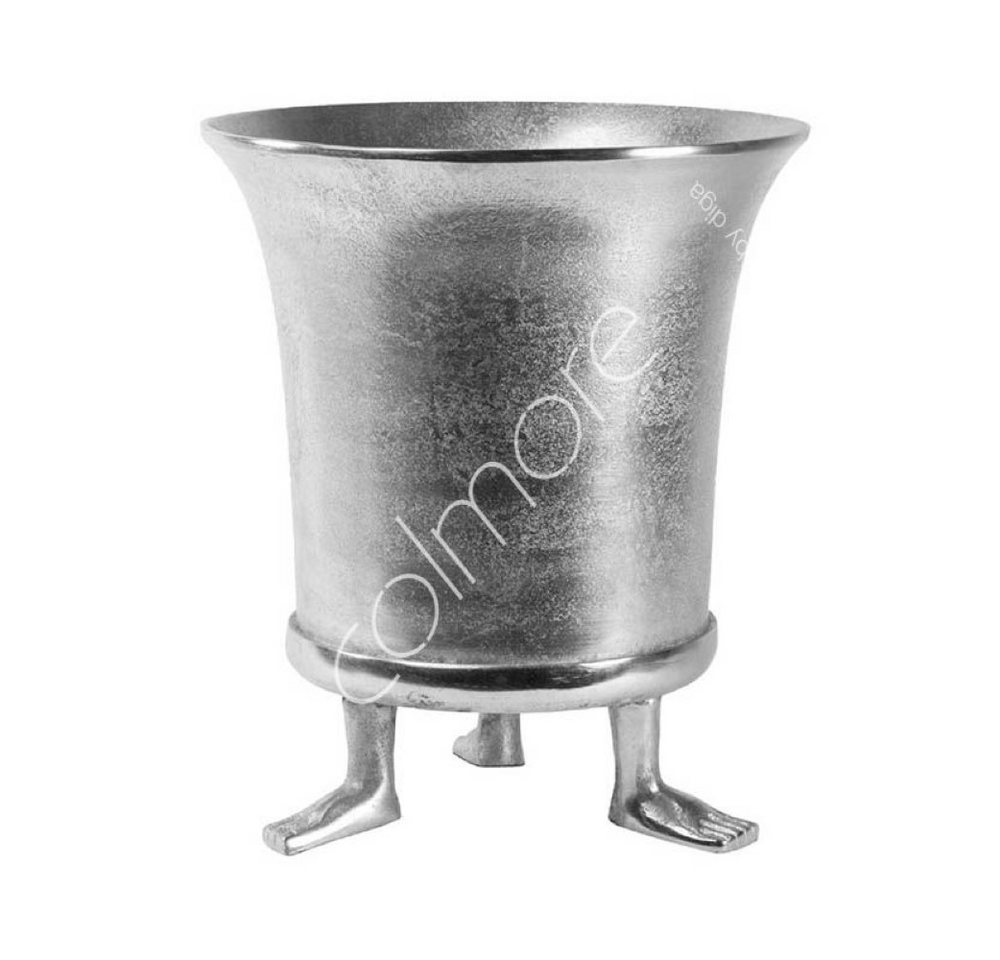 colmore Dekovase Vase Silber Deko Metall auf Fuß Modern Colmore Kübel Rund 33 cm, Auf Fuß von colmore