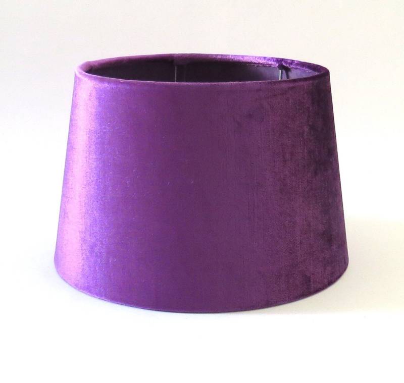 colmore Lampenschirm Tischlampenschirm Lila Samt Glänzend Rund Klein 15 x 20 cm, Samtstoff von colmore