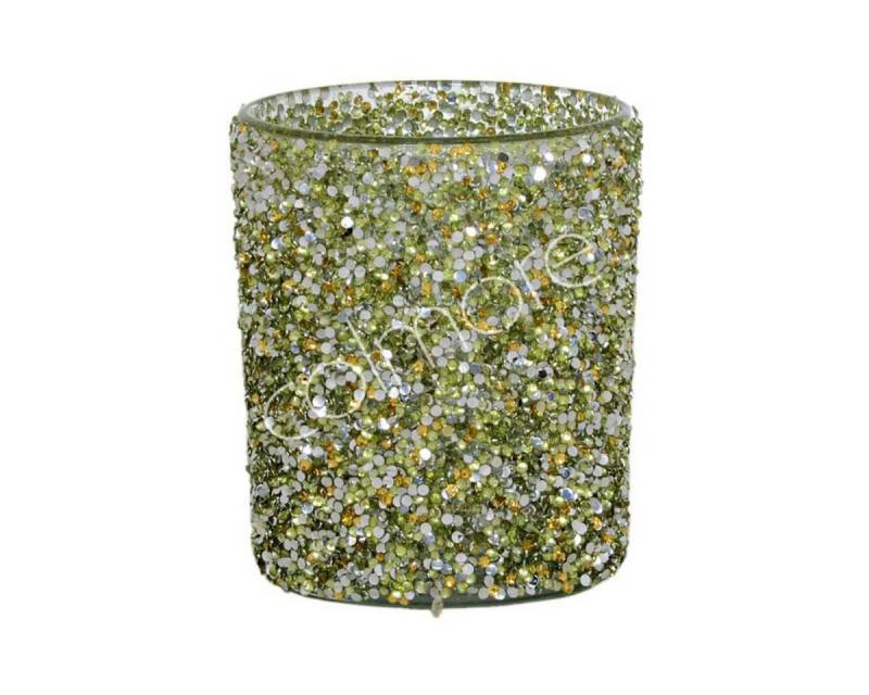 colmore Teelichthalter Teelichthalter Glas Glitzer 4er Set Glas Grün Silber Gold, Glitzersteine von colmore
