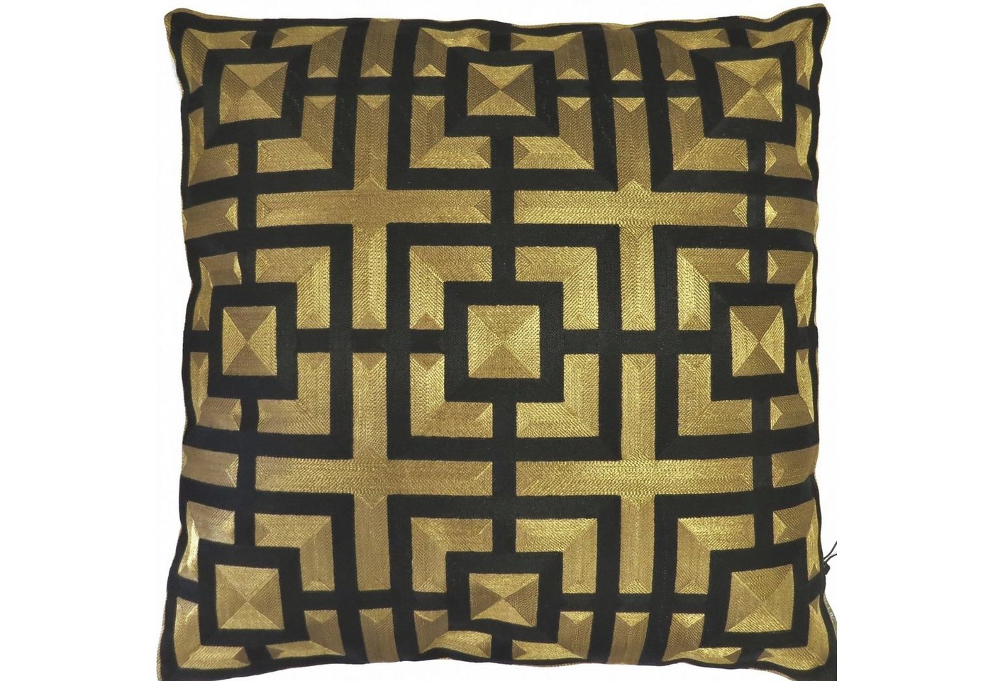 colmore Zierkissen Kissen Deko Zier Gold Schwarz Geometrisch Muster 50 x 50 cm Colmore Luxus von colmore