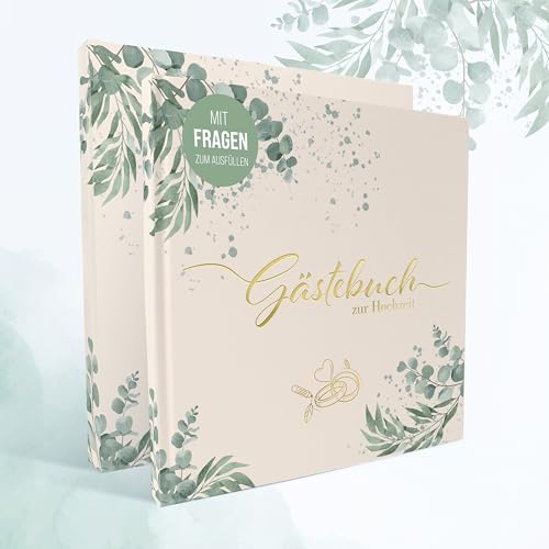 colortouch Gästebuch Hochzeit mit Fragen zum Ausfüllen, 104 Hochwertige Seiten Hochzeitsgästebuch, Premium Papier Hochzeitsbuch mit Hardcover für schöne Erinnerungen, Vintage Hochzeit Gästebuch colortouch Gästebuch Hochzeit mit Fragen zum Ausfüllen, 104 Hochwertige Seiten Hochzeitsgästebuch, Premium Papier Hochzeitsbuch mit Hardcover für schöne Erinnerungen, Vintage Hochzeit Gästebuch von colortouch