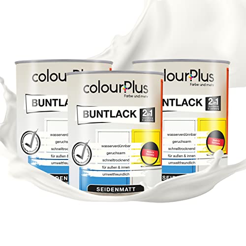 colourPlus 2in1 Buntlack Seidenmatt (2,25L Gold / Gold RAL 0000) – Wetterfeste Holzfarbe Holzlack Küchenmöbellack. Getrocknet auch für Kinderspielzeug. Schnelltrocknend, Für Innen Außen von colourPlus Farbe und mehr