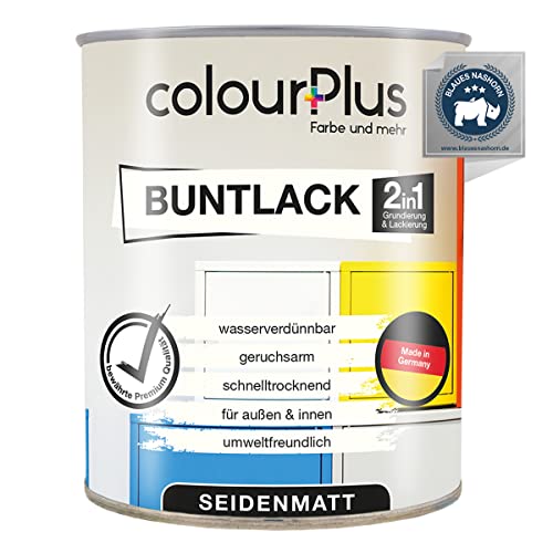 colourPlus 2in1 Buntlack Seidenmatt (750ml Lichtblau/Blau RAL 5012) – Wetterfeste Holzfarbe Holzlack Küchenmöbellack. Getrocknet auch für Kinderspielzeug. Schnelltrocknend, Für Innen Außen von colourPlus Farbe und mehr