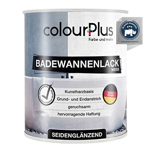 colourPlus® Badewannenlack (750ml, Weiß) 1K - seidenglänzender Badewannenlack weiß - Lack für Badewanne - Emaille Farbe - Badewannen Farbe - Made in Germany von colourPlus Farbe und mehr