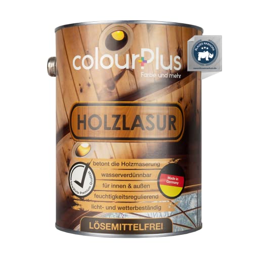 colourPlus® Holzlasur lösemittelfrei (2,5L, Weiß) seidenglänzende Holzlasur Außen- Holz Grundierung - Holz Lasur - Holzlasur Aussen - Made in Germany von colourPlus Farbe und mehr