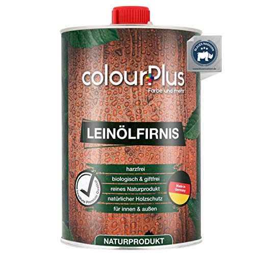 colourPlus®️ biologisches Leinölfirnis (1 Liter, seidenglänzend) schützendes Holz ÖL für Innen und Außen - pflegendes Holzöl aussen - Made in Germany von colourPlus Farbe und mehr