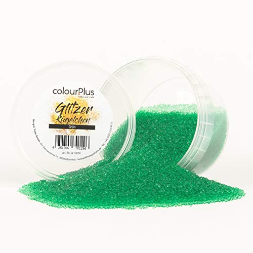 colourPlus Glitzer Kügelchen (Grün) Glitter-Zusatz zum Veredeln von Wandfarben auf Wasserbasis oder zum Basteln, Made in Germany von colourPlus Farbe und mehr