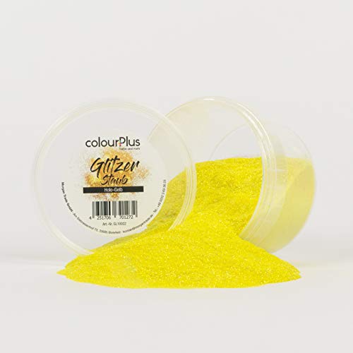 colourPlus Glitzer Staub (Holo-Gelb) Glitter-Zusatz zum Veredeln von Wandfarben auf Wasserbasis oder zum Basteln, Made in Germany von colourPlus Farbe und mehr