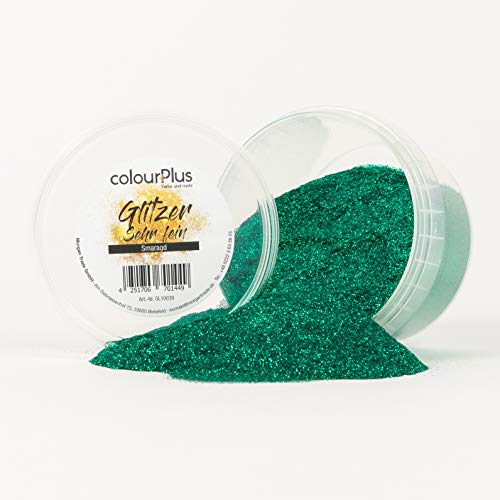 colourPlus Glitzer sehr fein (Smaragd) Glitter-Zusatz zum Veredeln von Wandfarben auf Wasserbasis oder zum Basteln, Made in Germany von colourPlus Farbe und mehr