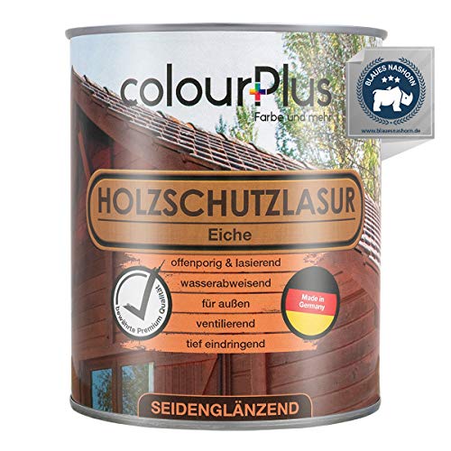 ColourPlus Holzschutzlasur Außen 750ml - Eiche - Wetterfeste Holz Lasur für aussen. Mit UV-Schutz. Ideal für Gartenmöbel & Zäune. Professioneller Außenschutz gegen Feuchtigkeit & Sonne. von colourPlus Farbe und mehr