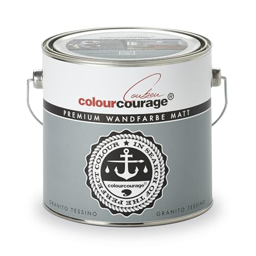 Premium Wandfarbe colourcourage matt GranitoTessino 2,5L - weitere einzigartige Farbtöne erhältlich von colourcourage