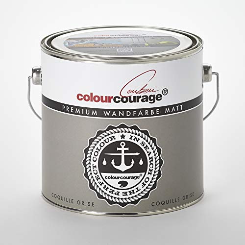 Premium Wandfarbe colourcourage matt Coquille Grise 2,5L - weitere einzigartige Farbtöne erhältlich von colourcourage
