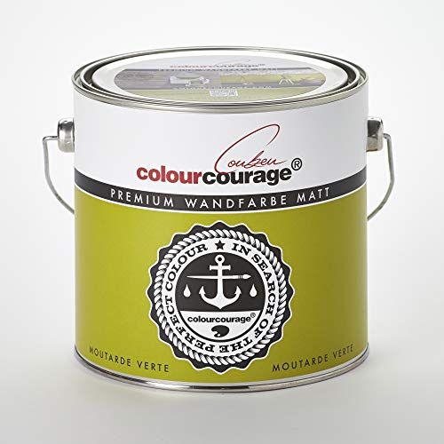 Premium Wandfarbe colourcourage matt Moutarde Verte 2,5L - weitere einzigartige Farbtöne erhältlich von colourcourage