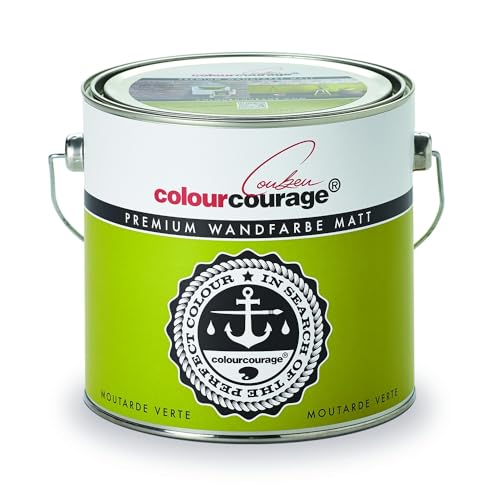 Premium Wandfarbe colourcourage matt Moutarde Verte 2,5L - weitere einzigartige Farbtöne erhältlich von colourcourage