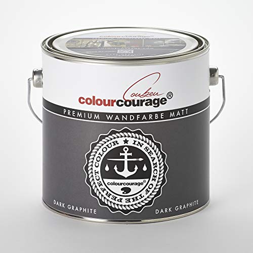 colourcourage Premium Wandfarbe matt Dark Graphite 2,5L - weitere einzigartige Farbtöne erhältlich von colourcourage