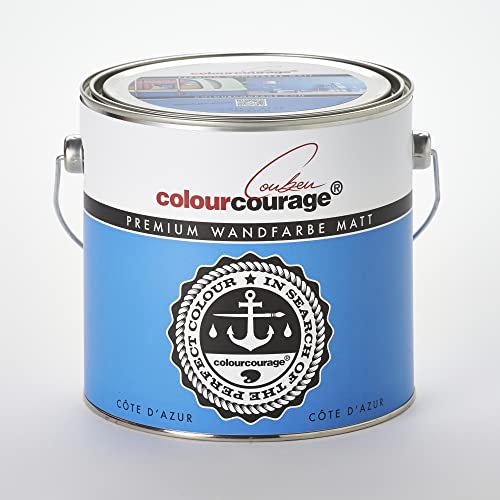 colourcourage Premium bunte Wandfarben Matt by Lars Contzen 2,5 Liter (COTE D'AZUR (bläulich)) von colourcourage