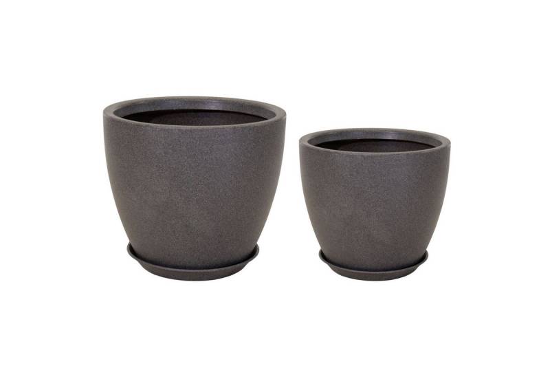 colourliving Blumentopf 2er Set Groß - Pflanztöpfe rund in Steinoptik Untersetzer inklusive, Erhältlich Steinoptik-Farben Anthrazit, Grau oder Sand von colourliving