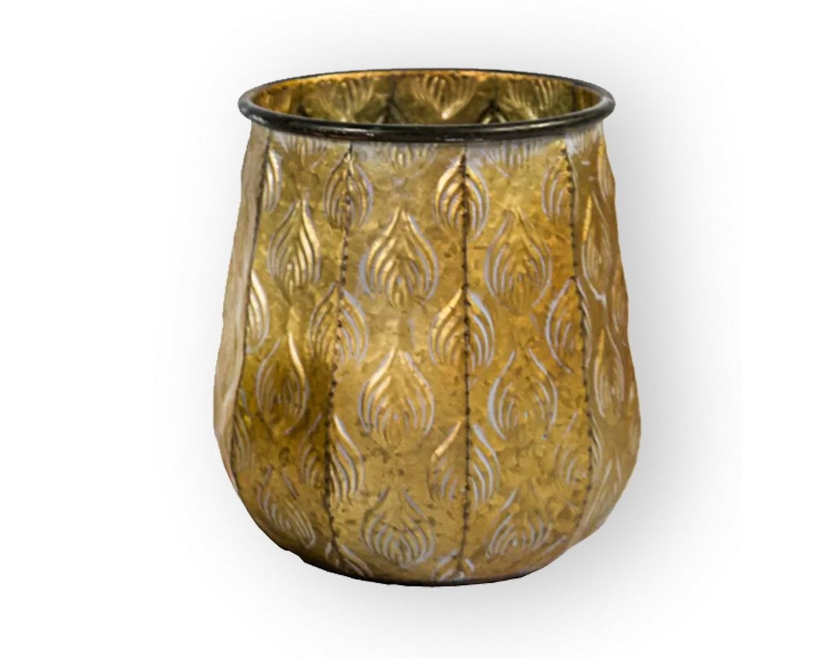 colourliving Blumentopf Pflanztopf Zinktopf Cauldron Serie Gold 25cm rund (1 St., 1x Pflanztopf), langlebig, dekorativ, handbemalt von colourliving