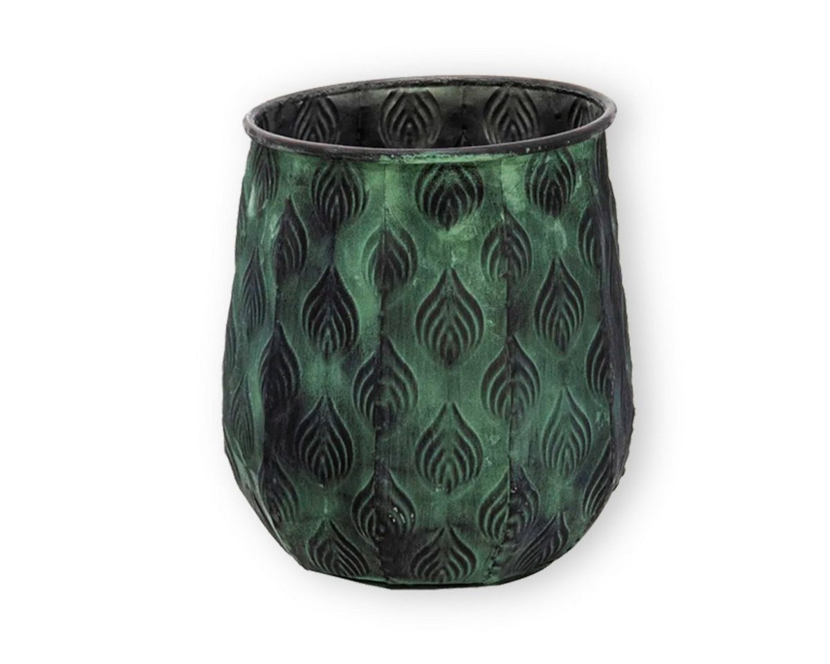 colourliving Blumentopf Pflanztopf Zinktopf Cauldron Serie Green 25cm rund (1 St., 1x Pflanztopf), langlebig, dekorativ, handbemalt von colourliving