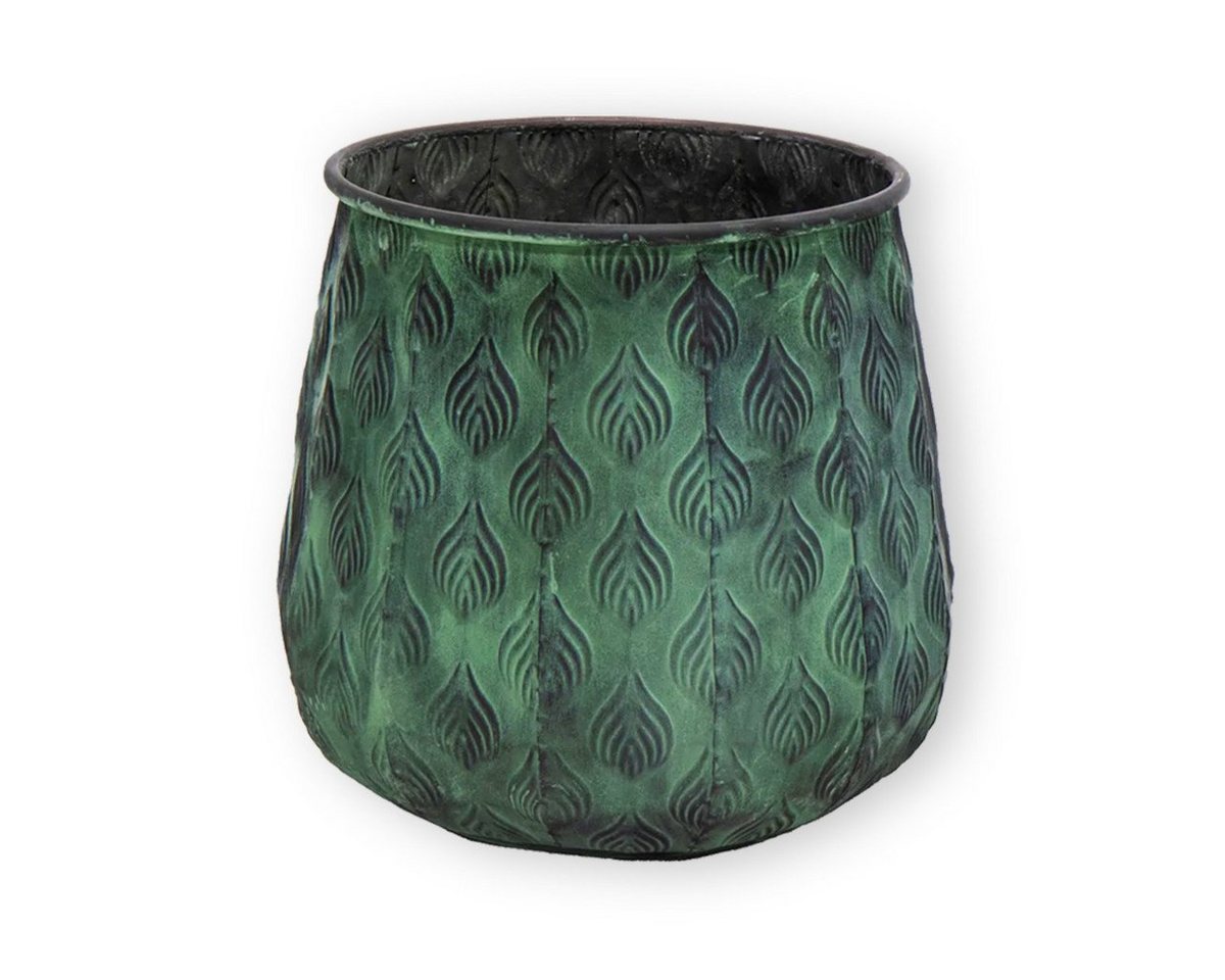 colourliving Blumentopf Pflanztopf Zinktopf Cauldron Serie Green 35cm rund (1 St., 1x Pflanztopf), langlebig, dekorativ, handbemalt von colourliving