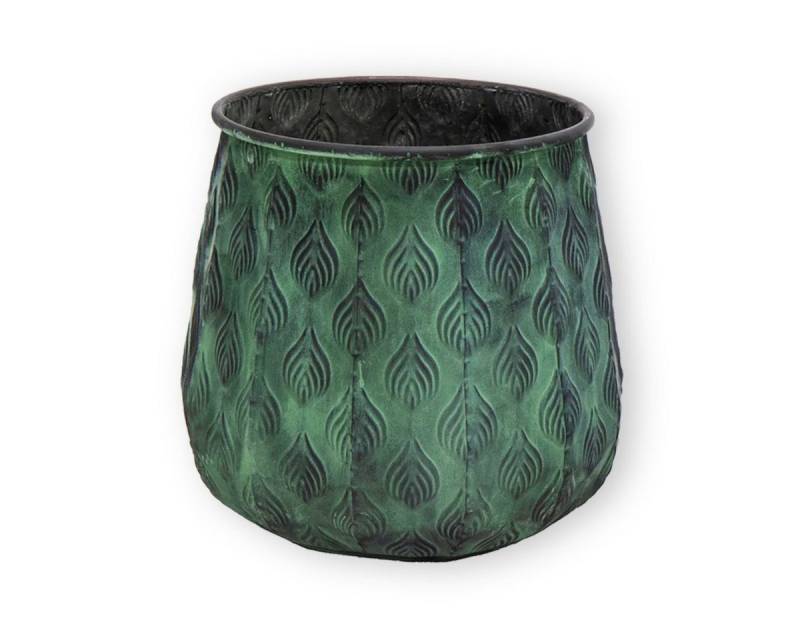 colourliving Blumentopf Pflanztopf Zinktopf Cauldron Serie Green 35cm rund (1 St., 1x Pflanztopf), langlebig, dekorativ, handbemalt von colourliving