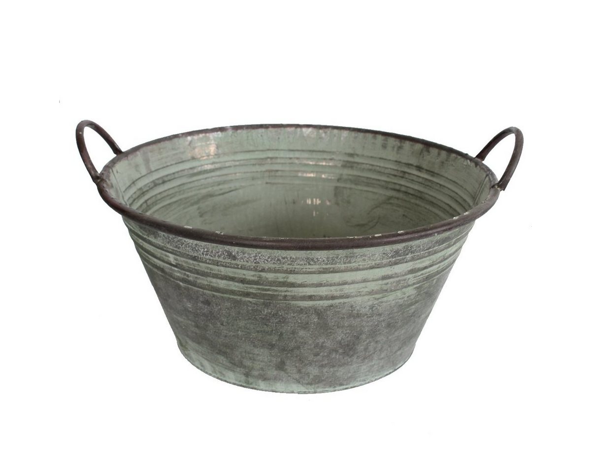 colourliving Blumentopf Pflanztopf Zinktopf Old Green 41cm Ø rund (1 St), langlebig, dekorativ, handbemalt von colourliving