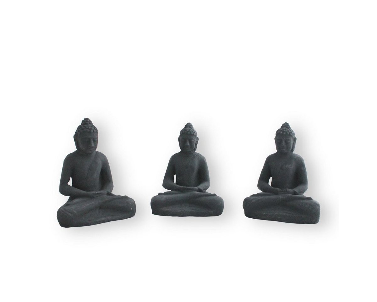 colourliving Buddhafigur Buddha Figur 3er Set aus Stein Buddhafigur Feng Shui Dekofigur (3 St), Handbemalt, Wetterfest, 3er Set von colourliving