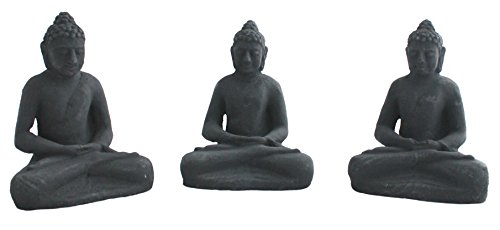 colourliving Dekofigur Buddha 3er Set aus Stein Meditation Feng Shui Gartenfigur Dekoration von colourliving