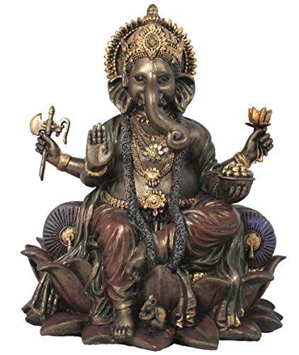 colourliving Dekofigur Buddha Ganesha Bronze Farben Skulptur Dekoration Wohnung von colourliving