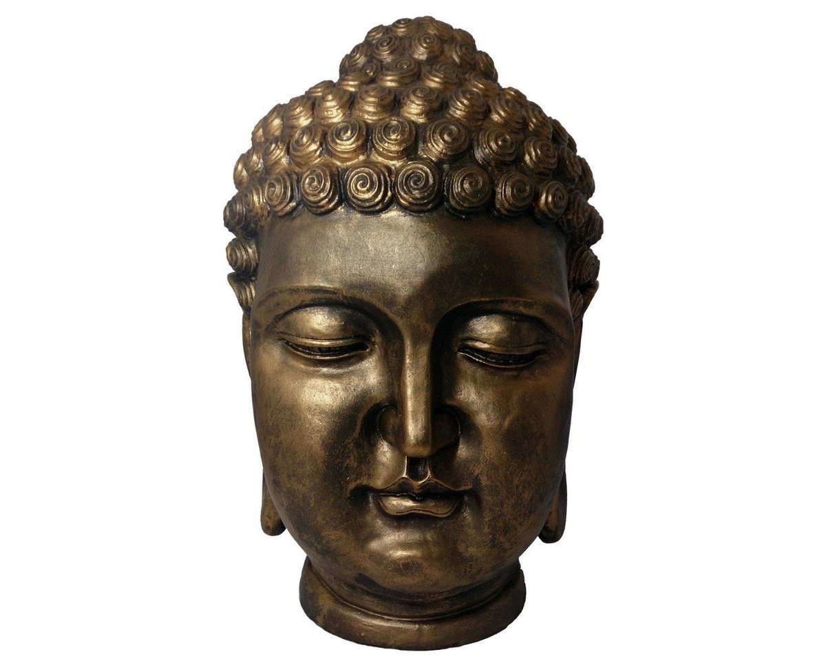 colourliving Dekofigur Buddhafigur Buddha Figur groß Buddhakopf bronze Optik Gartenfigur, Handbemalt, Wetterfest von colourliving