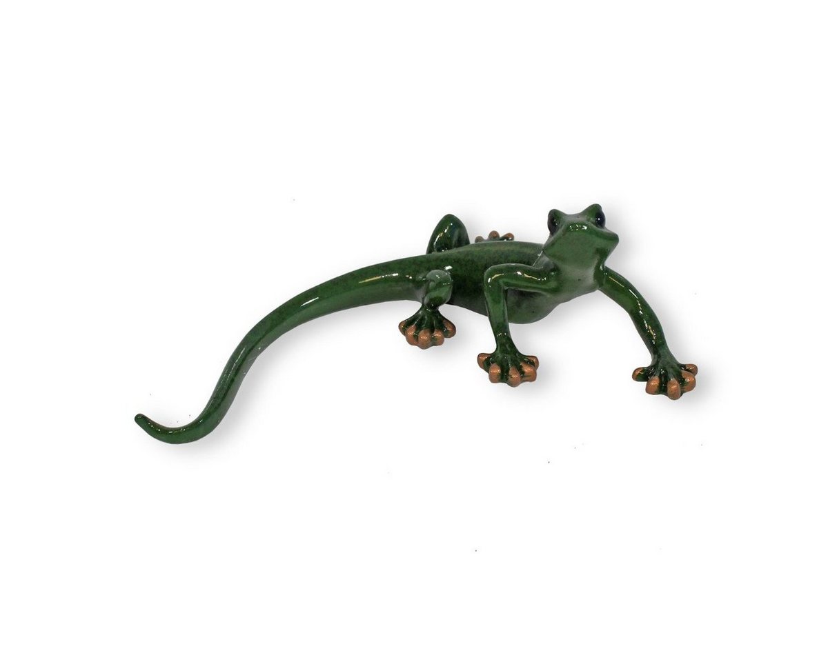 colourliving Dekofigur Deko Salamander Figur grüne Echse Tierfigur, Handbemalt, Wetterfest, glänzende Oberfläche von colourliving
