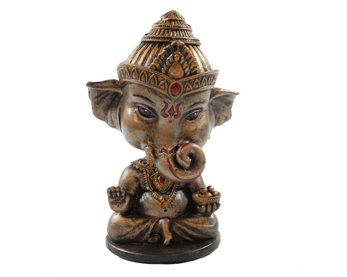 colourliving Dekofigur Ganesha Figur mit Wackelkopf hinduistische Dekofigur indische Gottheit, sehr detailreich verarbeitet, handbemalt, mit Klebepad von colourliving