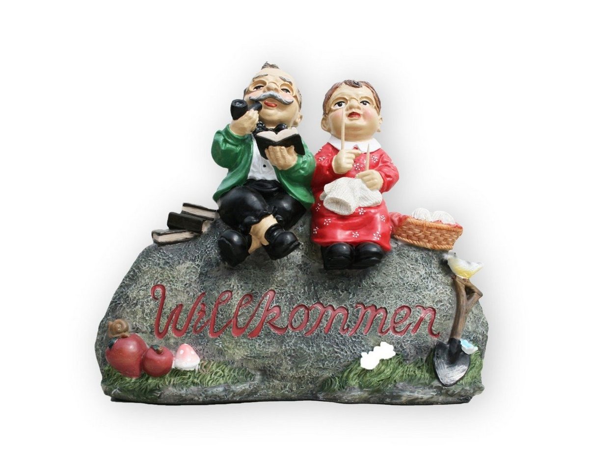 colourliving Dekofigur Willkommen Schild Oma und Opa Herzlich Willkommen Gartenfigur Deko, freundliche Gestaltung, handbemalt, wetterfest von colourliving