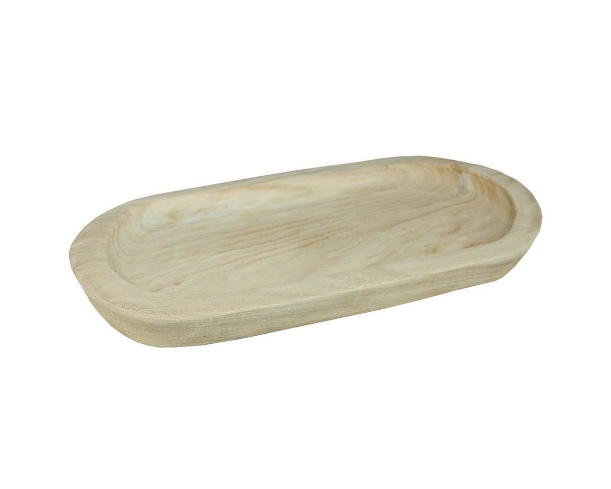 colourliving Dekoschale Holztablett oval 36 cm Holzschale Tischdeko Weihnachtsdeko Dekotablett (1x Holztablett), naturbelasse Weihnachtsdekoration, Paulownia Holz unbehandelt von colourliving