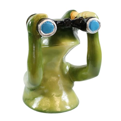 colourliving Frosch Figur mit Fernglas Teichdeko Frosch Deko auch als Gartenstecker Frosch Figuren für den Garten von colourliving