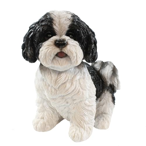 colourliving Hunde Figur Shih Tzu Welpe sitzend und stehend Hund Tierfigur lebensecht wirkende Hundefiguren (sitzend schwarz) von colourliving