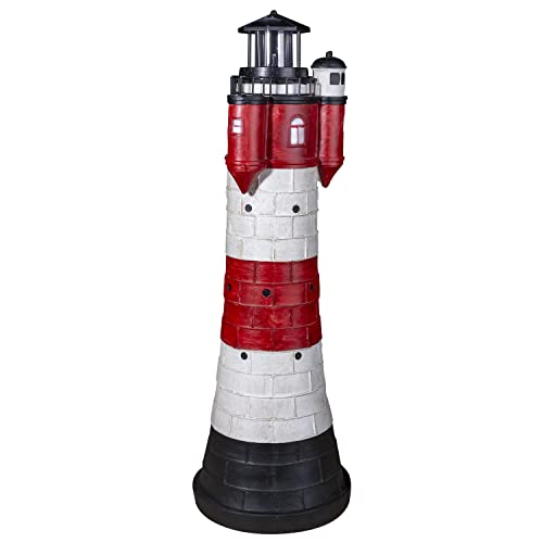 colourliving Leuchtturm Roter Sand mit LED Blinklicht Leuchtturm Solar für Draussen Maritime Dekoration in 50 cm und 80 cm (80 cm) von colourliving