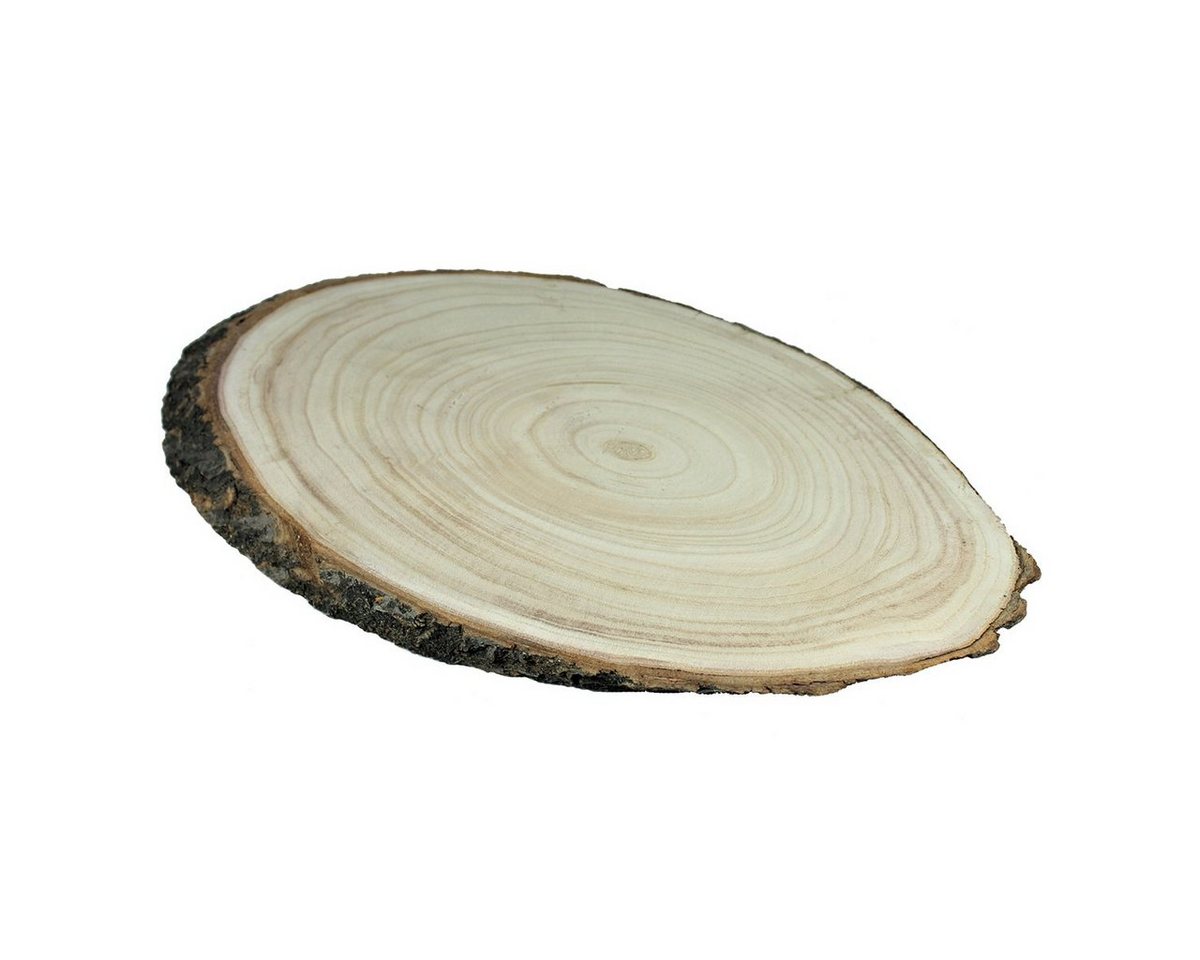 colourliving Rindenscheiben Baumscheibe groß 47x27 cm Tischdeko Baumplatte Holzscheibe Holztablett, (1-tlg), Naturbelassen, Paulownia Holz unbehandelt, Unikat von colourliving