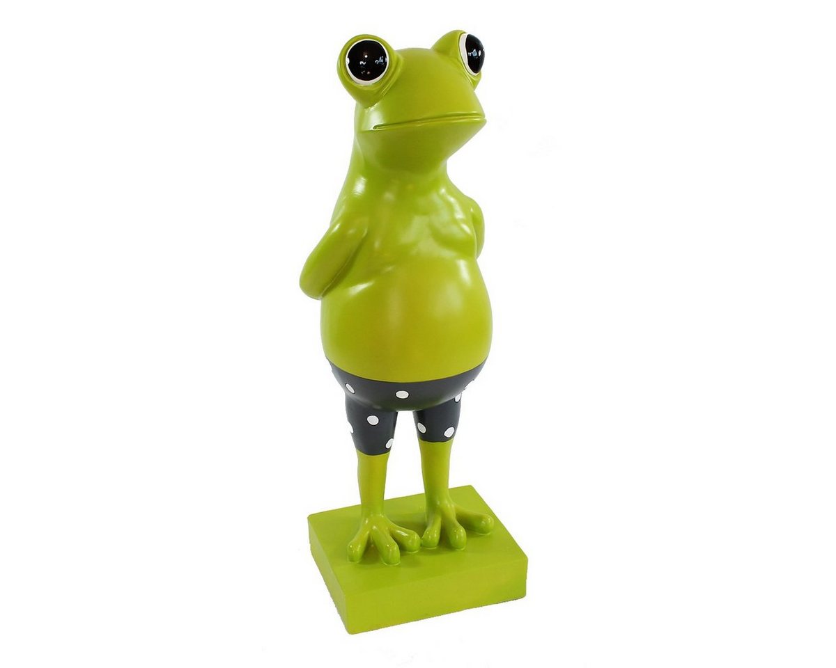 colourliving Tierfigur Frosch Dekofigur lustiger Badefrosch 44 cm grün Gartenfigur Frosch, handbemalt, lustiges Erscheinungsbild, 4 Filzplättchen von colourliving