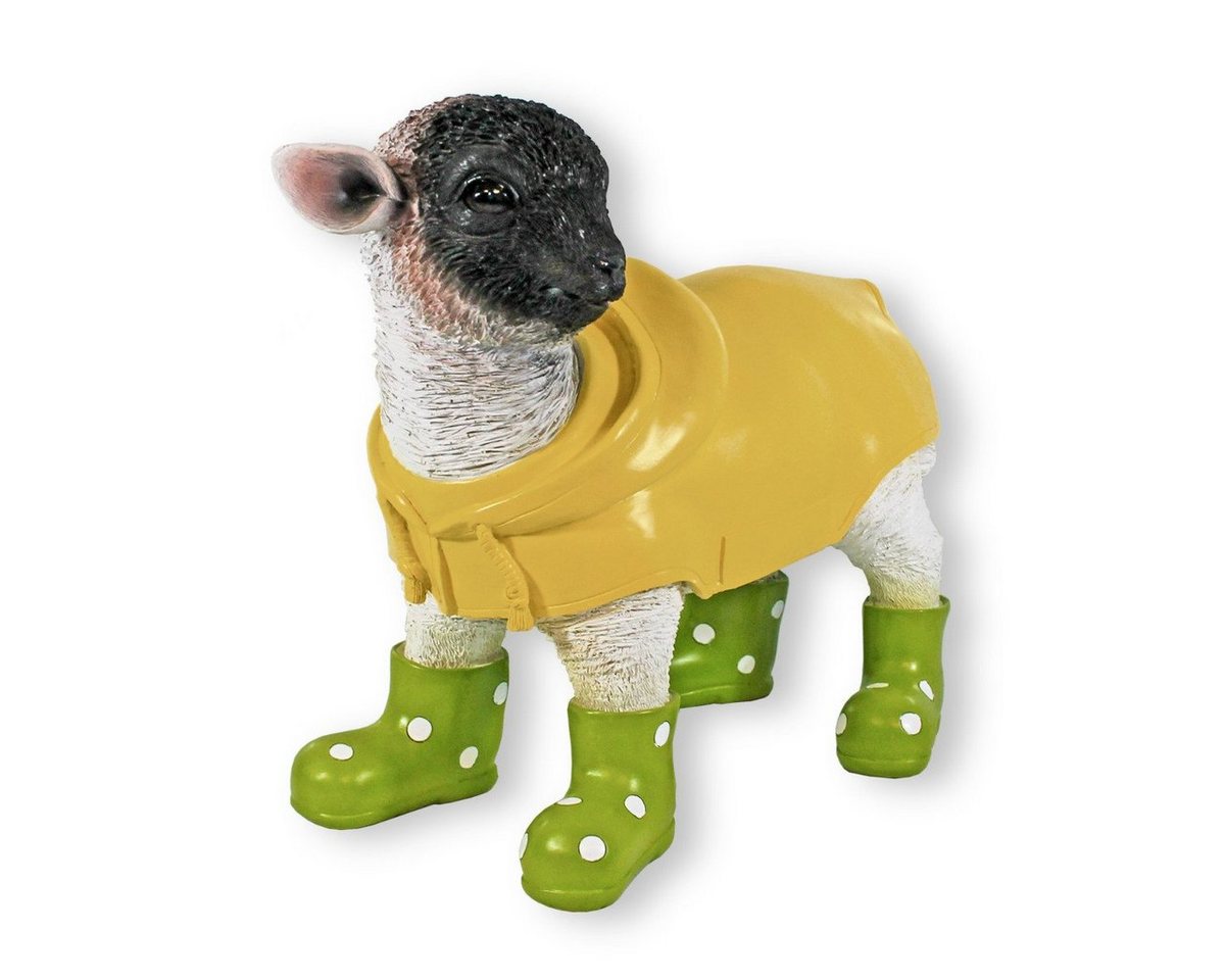colourliving Tierfigur Gartenfigur Schaf mit Gummistiefeln in grün Deko, Handbemalt, Wetterfest, Witzige Deko von colourliving