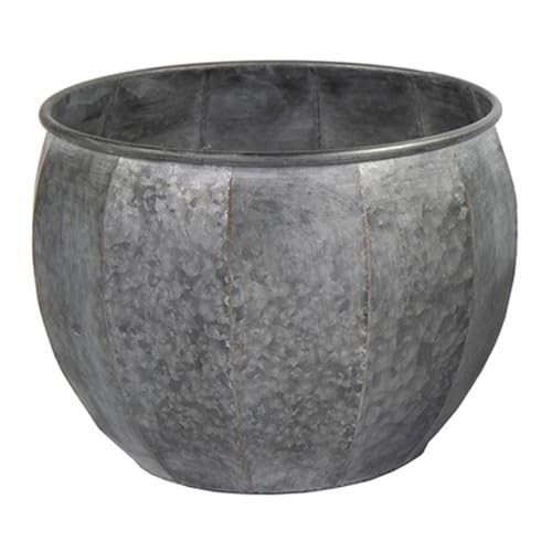 colourliving Übertopf Pflanztopf Belly Old Grey Serie Pflanzgefäß aus Zink Rund Blumentopf Metall Blumenpott (38x30,5 cm) von colourliving