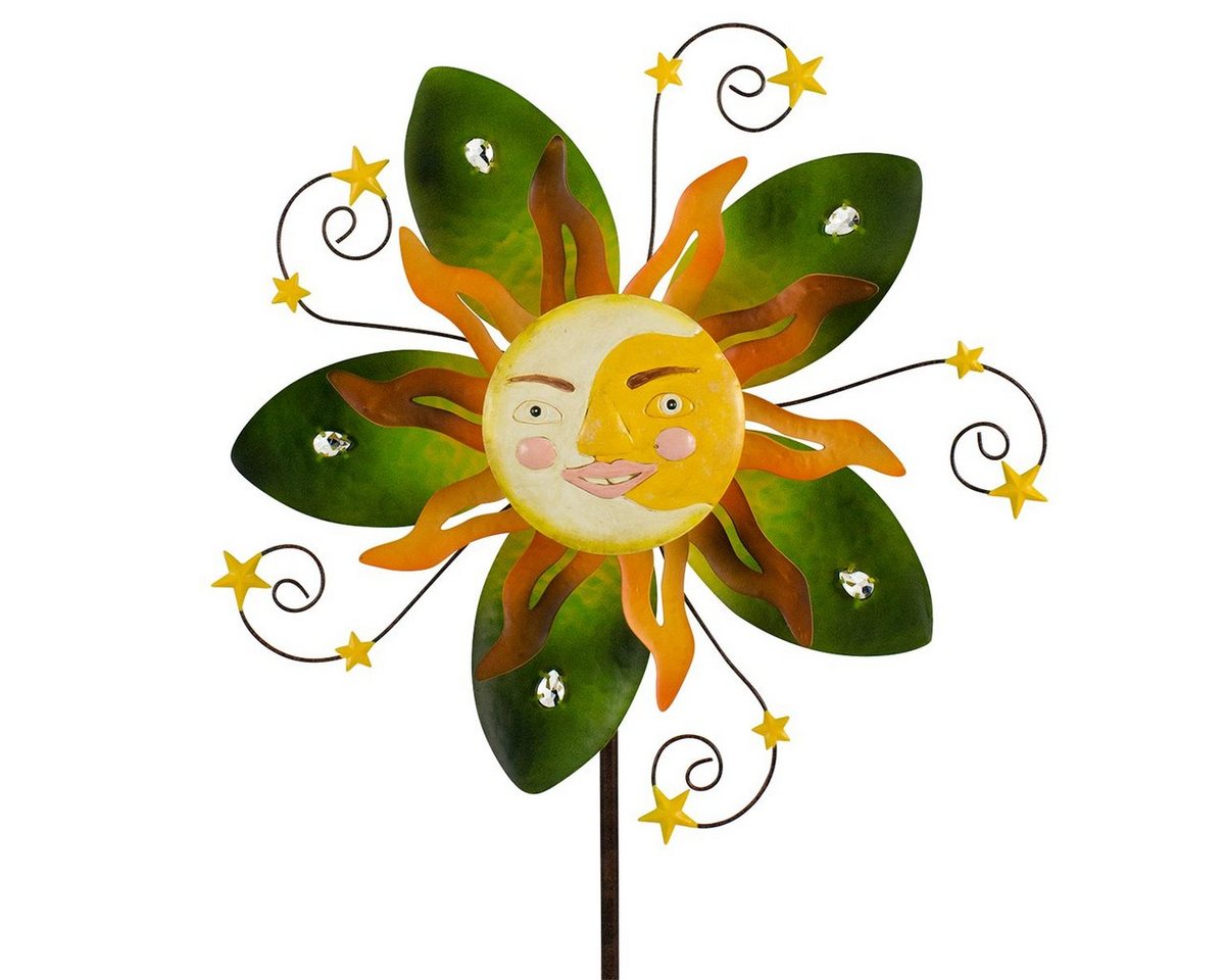 colourliving Windspiel Metallwindrad Sunface Summer Deko Sonne Gartenstecker (1 St), Wetterfest, Handbemalt, Mehrfarbig von colourliving