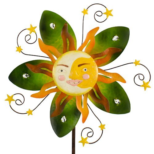 colourliving Windspiel Sunface Summer Metallwindrad Sonne Garten Deko von colourliving