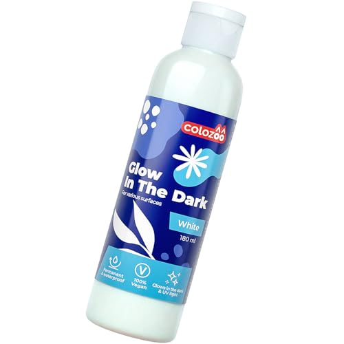 colozoo Glow in The Dark weiß Acryl Farbe 180ml | Leuchtfarbe im Dunkeln und Schwarz Licht | Nachtleuchtend Acrylfarbe ist Dauerhaft auf Jede Oberflächen colozoo Glow in The Dark weiß Acryl Farbe 180ml | Leuchtfarbe im Dunkeln und Schwarz Licht | Nachtleuchtend Acrylfarbe ist Dauerhaft auf Jede Oberflächen von colozoo