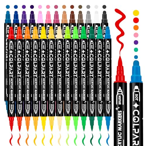 Acrylfarben stifte Acrylstifte für Steine Wasserfest 26PCS Acrylic Paint Marker Stifte Steine Bemalen Ostereier zum bemalen Für Kunststoff Glas Holz Keramik Metall Reifen Leinwand. von colpart
