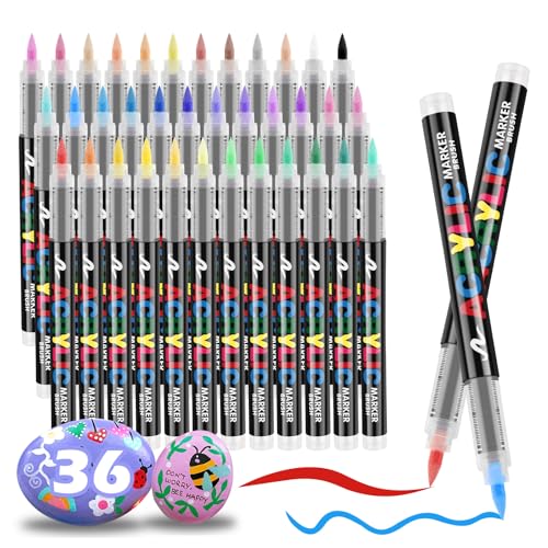 colpart Pens Acrylstifte für Steine wasserfest-36 Farben Steine Zum Bemalen Doppelendige Acrylic PaintPermanent Marker Stift Für Eier Färben Kunststoff Glas Holz Keramik Metall Leinwand von colpart