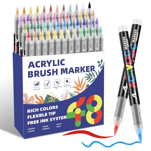colpart Pens Acrylstifte für Steine wasserfest-48 Farben Steine Ostereier Zum Bemalen Direktfluss Acrylic PaintPermanent Marker Stift Für Eier Färben Kunststoff Glas Holz Keramik Metall Leinwand von colpart