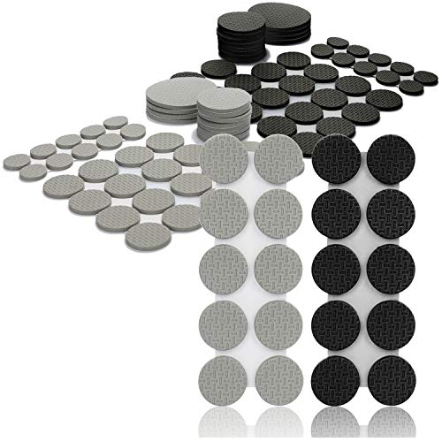 COM-FOUR® 100-teiliges Möbelgleiter Set - Selbstklebende Stuhlgleiter aus Gummischaum - Anti-Rutsch-Filzgleitern in verschiedenen Größen von com-four
